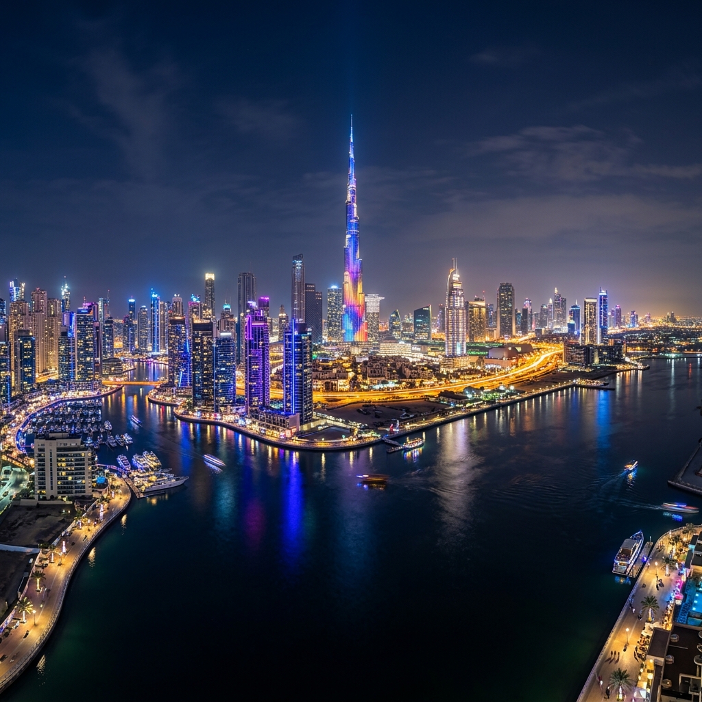 Dubai Night Skyline